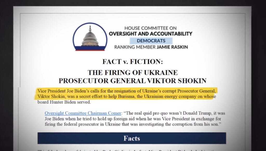 when Joe Biden was vice president, the Ukrainian prosecutor general was removed under pressure from Biden, and the investigation into Hunter Biden's company was halted. 