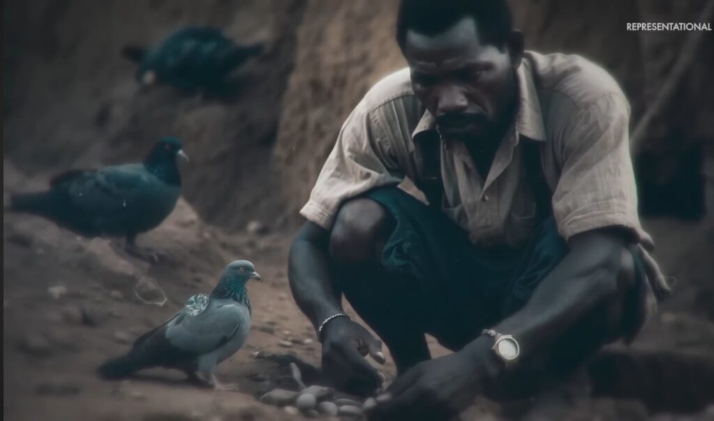  the miners noticed these birds, they began capturing, taming, and training them to carry diamonds tied to their legs or bodies back home.